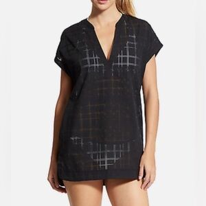 Athleta Black Windowpane Luxe Kaftan Size L